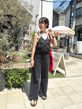 「アイテム（タンクトップ）」を使った、YURIさん（レディース・153cm）の夏コーディネート