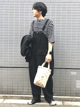 「niko and...（ニコアンド）のアイテム（サロペット/オーバーオール）」を使った、かみやんさん（メンズ・174cm）の夏コーディネート