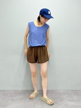 「アイテム（水着、ブルー系）」を使った、てりおさん（レディース・162cm）の夏コーディネート