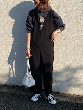 「セットアイテム」｜「アイテム（オールインワン・サロペット）」を使った、てりおさん（レディース・162cm）の秋コーディネート