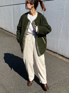 「CIAOPANIC TYPY（チャオパニックティピー）のアイテム（ノーカラーコート）」を使った、てりおさん（レディース・162cm）の秋コーディネート
