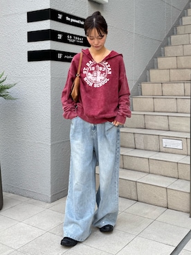 「アイテム（パーカー）」を使った、てりおさん（レディース・162cm）の秋コーディネート