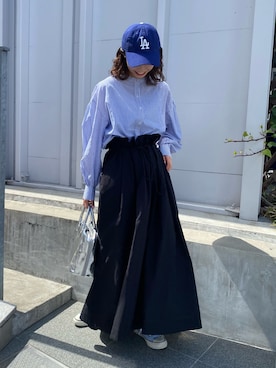 「ロンクスカート」｜「アイテム（帽子）」を使った、てりおさん（レディース・162cm）の春コーディネート