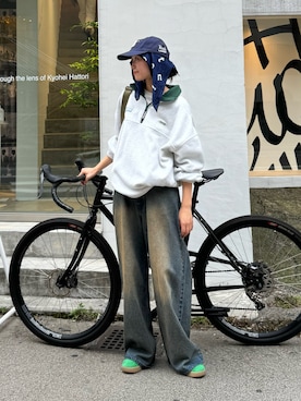 「DISCUS（ディスカス）のアイテム（ブルゾン）」を使った、てりおさん（レディース・162cm）の夏コーディネート