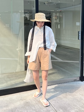 「GEVACO」｜「アイテム（帽子）」を使った、てりおさん（レディース・162cm）の春コーディネート