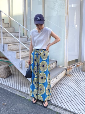 「スカーチョ」｜「アイテム（キャップ）」を使った、てりおさん（レディース・162cm）の春コーディネート