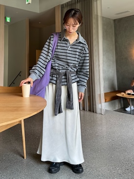 「アイテム（トートバッグ、パープル系）」を使った、てりおさん（レディース・162cm）の秋コーディネート