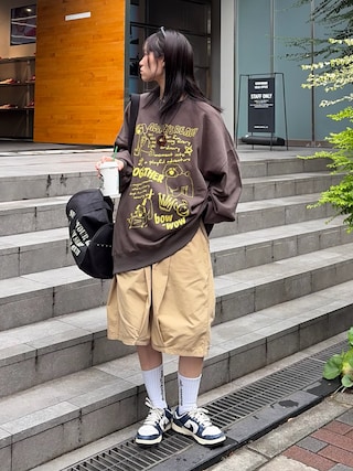 「CIAOPANIC TYPY(チャオパニックティピー)の【UNISEX】アソートDOG落書きビッグスウェット(スウェット)」を使った、てりおさん(レディース・162cm)の秋コーディネート