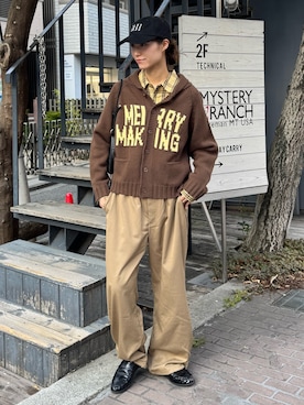 「CIAOPANIC TYPY（チャオパニックティピー）の【UNISEX】モール混長袖チェックシャツ（シャツ/ブラウス）」を使った、てりおさん（レディース・162cm）の秋コーディネート