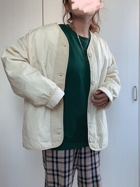 「チェック柄に恋してる」｜「アイテム（ノーカラージャケット）」を使った、urioさん（レディース・150cm）の秋コーディネート