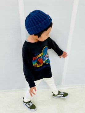 「quoti use fith（クゥオティ　ユース　フィス）のアイテム（帽子）」を使った、ＴＯＵＲＩさん（キッズ・90cm）の秋コーディネート