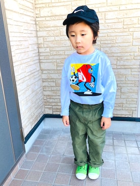 「春服デビュー宣言」｜「アイテム（スリッポン）」を使った、ＴＯＵＲＩさん（キッズ・100cm）の春コーディネート