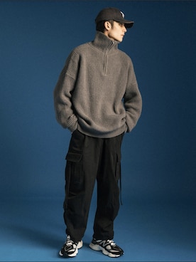 「ハーフジップ」｜Ressaca staffさん（メンズ・175cm）の冬コーディネート