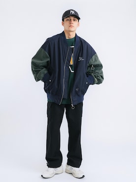 「ストリートファッション」｜「アイテム（MA-1）」を使った、Ressaca staffさん（メンズ・175cm）の春コーディネート