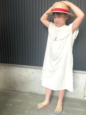 「BIG FIELD（ビッグフィールド）のアイテム（ワンピース/ドレス）」を使った、ha-uさん（キッズ・120cm）の夏コーディネート
