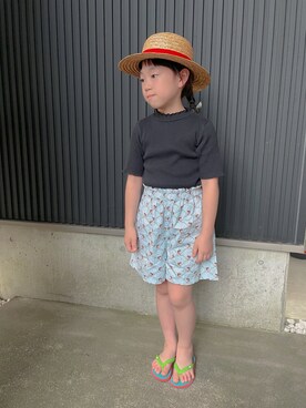 「アイテム（サンダル）」を使った、ha-uさん（キッズ・120cm）の夏コーディネート