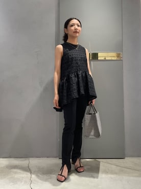 「TSURU by Mariko Oikawa（ツルバイマリコオイカワ）のTSURU by Mariko Oikawa / Aimee(ギンガムチェックトートバッグ WB-1261450)（トートバッグ、ブラック系）」を使った、eriさん（レディース・157cm）の春コーディネート