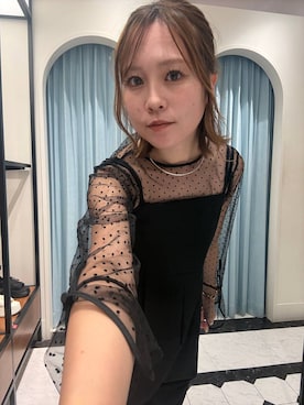 「LOWRYS FARM（ローリーズファーム）のdayme/バレルサロペット　1049020（パンツドレス、ブラック系）」を使った、AYAKAさん（レディース・157cm）の夏コーディネート