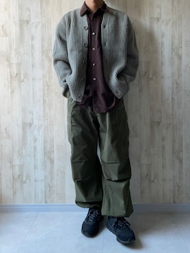 「アイテム（カーゴパンツ）」を使った、まっくろ🐕さん（メンズ・166cm）の冬コーディネート