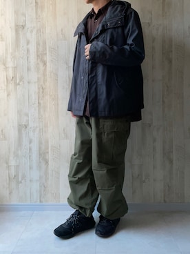 「GUコーデ」｜「アイテム（マウンテンパーカー）」を使った、まっくろ🐕さん（メンズ・166cm）の冬コーディネート