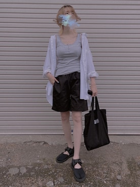 「suicoke（スイコック）の(SUICOKE)ストラップサンダル（サンダル、ブラック系）」を使った、aたさん（レディース・170cm）の夏コーディネート