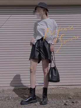 「WEGO（ウィゴー）のWEGO/プレーンバケットハット（ハット、ブラック系）」を使った、aたさん（レディース・170cm）の秋コーディネート