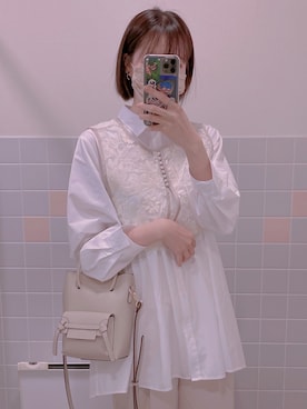 「apres jour clair（アプレジュールクレア）の【apres jour clair】レースベスト【ZOZOTOWN限定アイテム】（ベスト、ホワイト系）」を使った、aたさん（レディース・170cm）の春コーディネート