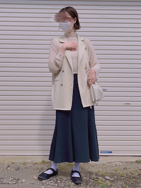 「GU（ジーユー）のアイテム（スカート、ブラック系）」を使った、aたさん（レディース・170cm）の春コーディネート