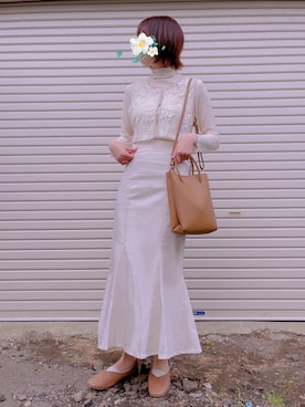 「GRL（グレイル）のハイウエストマーメイドツイルスカート（スカート）」を使った、aたさん（レディース・170cm）の夏コーディネート