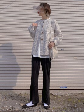 「LOWRYS FARM（ローリーズファーム）の２ＷＡＹスカシガラニットＬＳ　238717（ニット/セーター、ホワイト系）」を使った、aたさん（レディース・170cm）の秋コーディネート