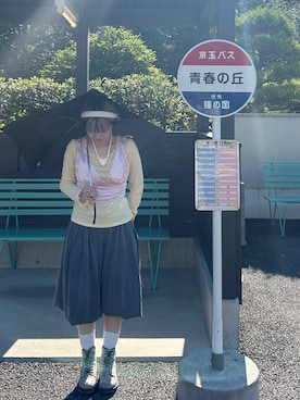 「LAKOLE（ラコレ）のドットプリントカチューシャ / 496282（カチューシャ）」を使った、nijimiさん（レディース・152cm・20代）の夏コーディネート