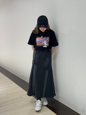 「リメイクデニム」｜「アイテム（スカート）」を使った、___aさん（レディース・156cm）の夏コーディネート