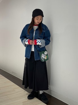 「ハンチング」｜「アイテム（その他アウター）」を使った、___aさん（レディース・156cm）の春コーディネート