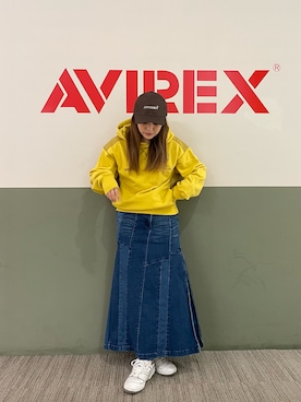 「マスタード」｜「アイテム（帽子）」を使った、___aさん（レディース・156cm）の夏コーディネート