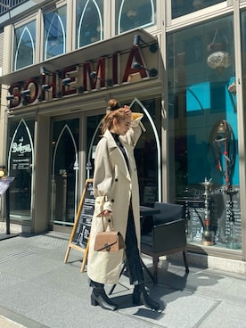 「EMODA（エモダ）のアイテム（トレンチコート）」を使った、sanaekawaiさん（レディース・163cm）の秋コーディネート