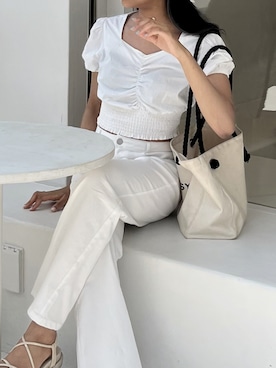 「ABITOKYO（アビトーキョー）のアイテム（パンツ）」を使った、Aoiさん（レディース・163cm）の夏コーディネート