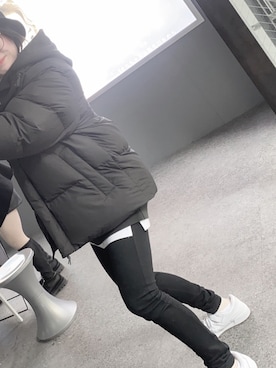 「古着好きな人と繋がりたい」｜「アイテム（ダウンジャケット/コート）」を使った、おちたさん（レディース・153cm）の冬コーディネート