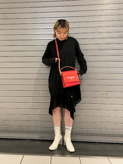 DIESEL ディーゼル フェイクレザーパイピングスウェットワンピース スタッズ DIESEL（ディーゼル）の「Diesel - スタッズ装飾 ショルダー