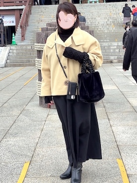 「Bou Jeloud（ブージュルード）のアイテム（ジャケット/アウター）」を使った、Erika さん（レディース・157cm）の冬コーディネート