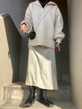 「ZIPニット」｜りあさん（レディース・163cm）の冬コーディネート