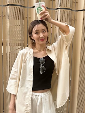 「アイテム（チュニック）」を使った、m.a.k.oさん（レディース・166cm・30代）の夏コーディネート