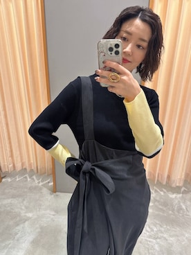 「アイテム（つなぎ/オールインワン）」を使った、m.a.k.oさん（レディース・166cm）の秋コーディネート