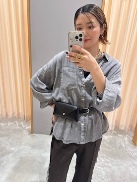 「LEPSIM（レプシィム）のセミフレアレースラインパンツ　1017511（その他パンツ、ブラウン系）」を使った、m.a.k.oさん（レディース・166cm）の夏コーディネート