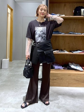 「LEPSIM（レプシィム）のアイテム（トートバッグ）」を使った、m.a.k.oさん（レディース・166cm）の夏コーディネート