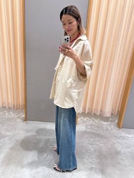 「アイテム（チュニック、ベージュ系）」を使った、m.a.k.oさん（レディース・166cm）の夏コーディネート
