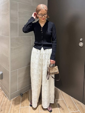 「A part by（アパートバイ）のハラコミニバッグ（ショルダーバッグ、ブラウン系）」を使った、m.a.k.oさん（レディース・166cm）の春コーディネート