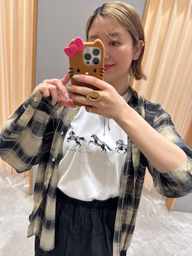 「LEPSIM（レプシィム）のメタルビーズチョーカー　633034（チョーカー、ゴールド系）」を使った、m.a.k.oさん（レディース・166cm）の春コーディネート