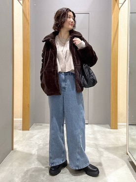 「アイテム（ネックレス）」を使った、m.a.k.oさん（レディース・166cm・30代）の冬コーディネート