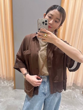 「LEPSIM（レプシィム）のボックスタックノースリーブ　242849（Tシャツ/カットソー、ベージュ系）」を使った、m.a.k.oさん（レディース・166cm）の夏コーディネート