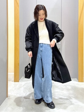 「アイテム（その他アウター、ブラック系）」を使った、m.a.k.oさん（レディース・166cm）の冬コーディネート
